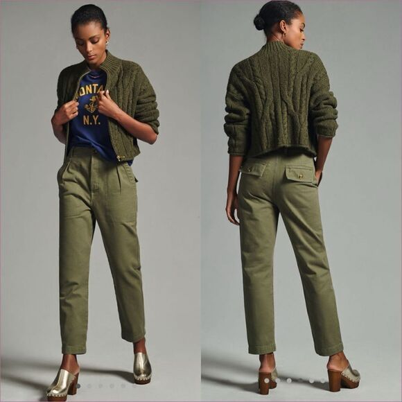 THE FAVORITE DAUGHTER PHOENIX COTTON CARGO PANTS IN GREEN IN SIZE 26 - Picture 1 of 13